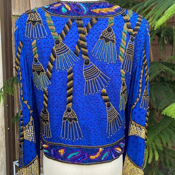 Exquisite Vintage Beaded Evening Jacket or Top SZ M - Picture 7 of 8